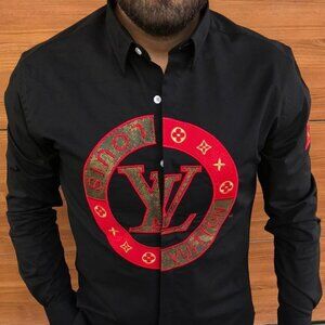 Blk LV Mens Dress Shirt